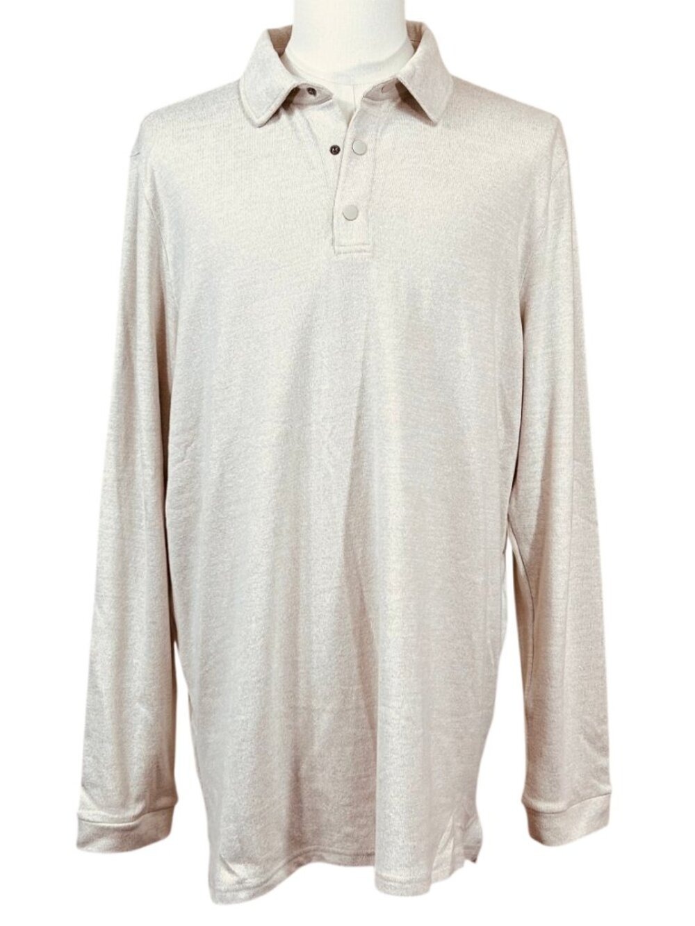 Stylus Men's NWT Ivory Long Sleeve Soft Polo Shirt Size XLT